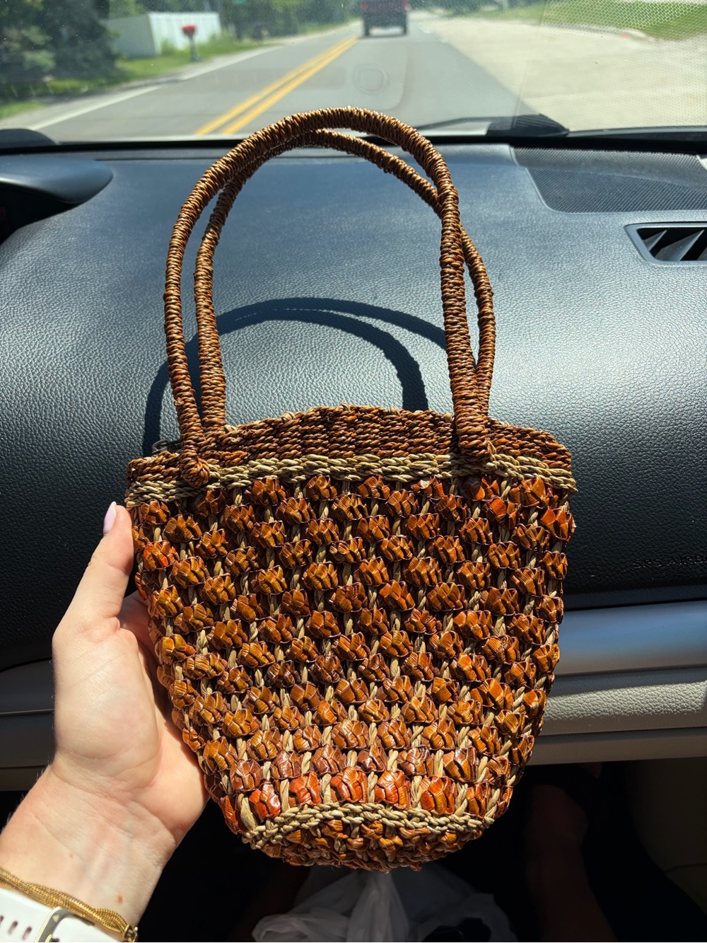 Woven Mini Purse with Zipper Closure